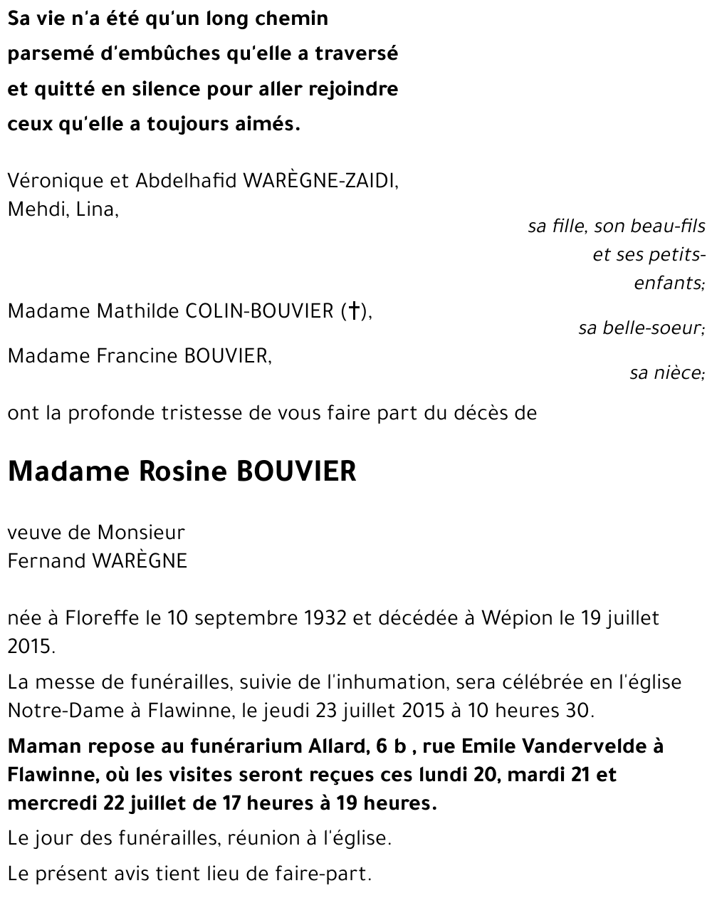 Rosine BOUVIER