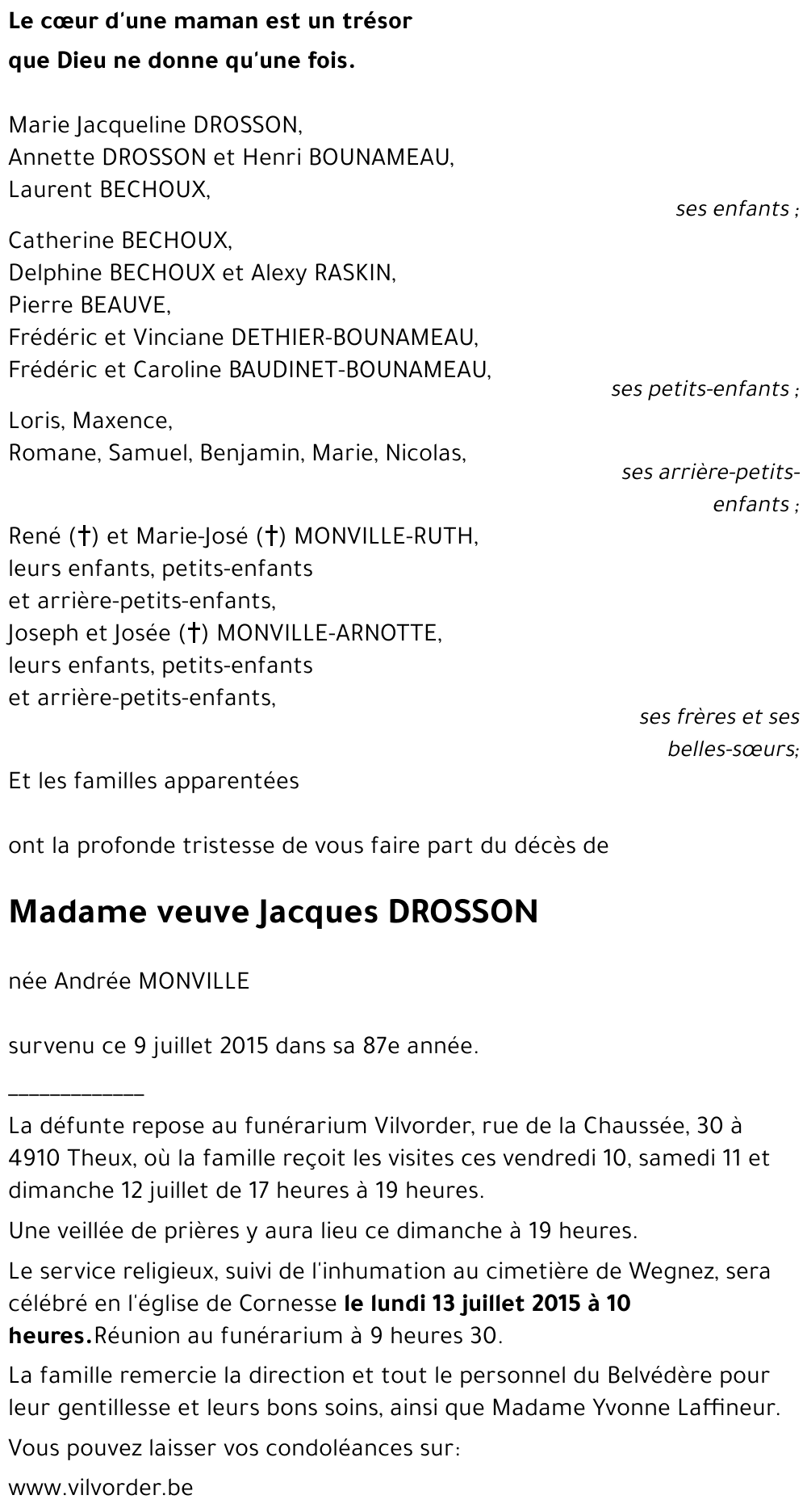 veuve Jacques DROSSON