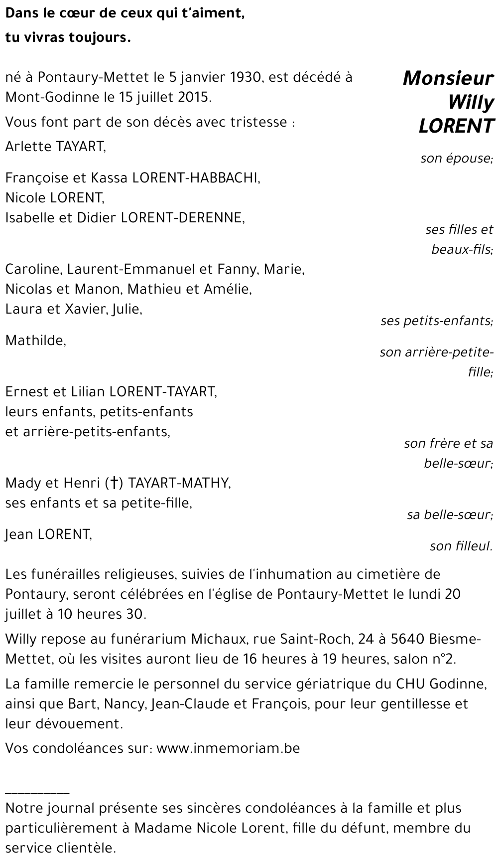Willy LORENT