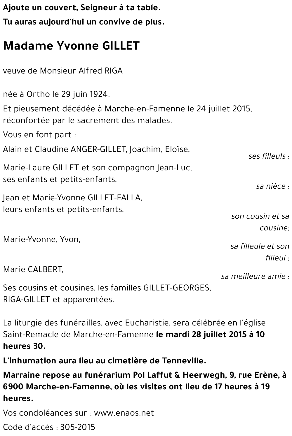 Yvonne GILLET