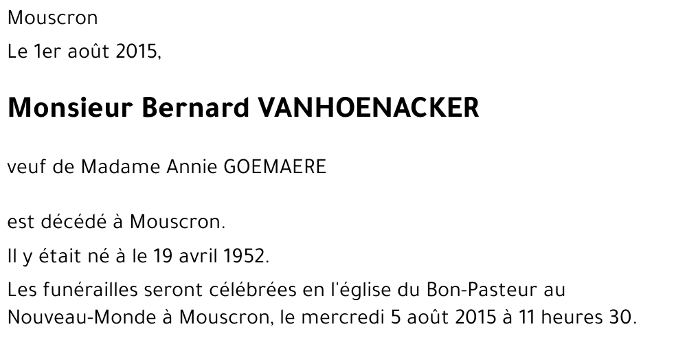 Bernard VANHOENACKER