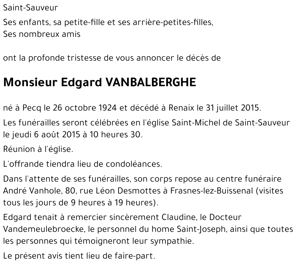 Edgard VANBALBERGHE