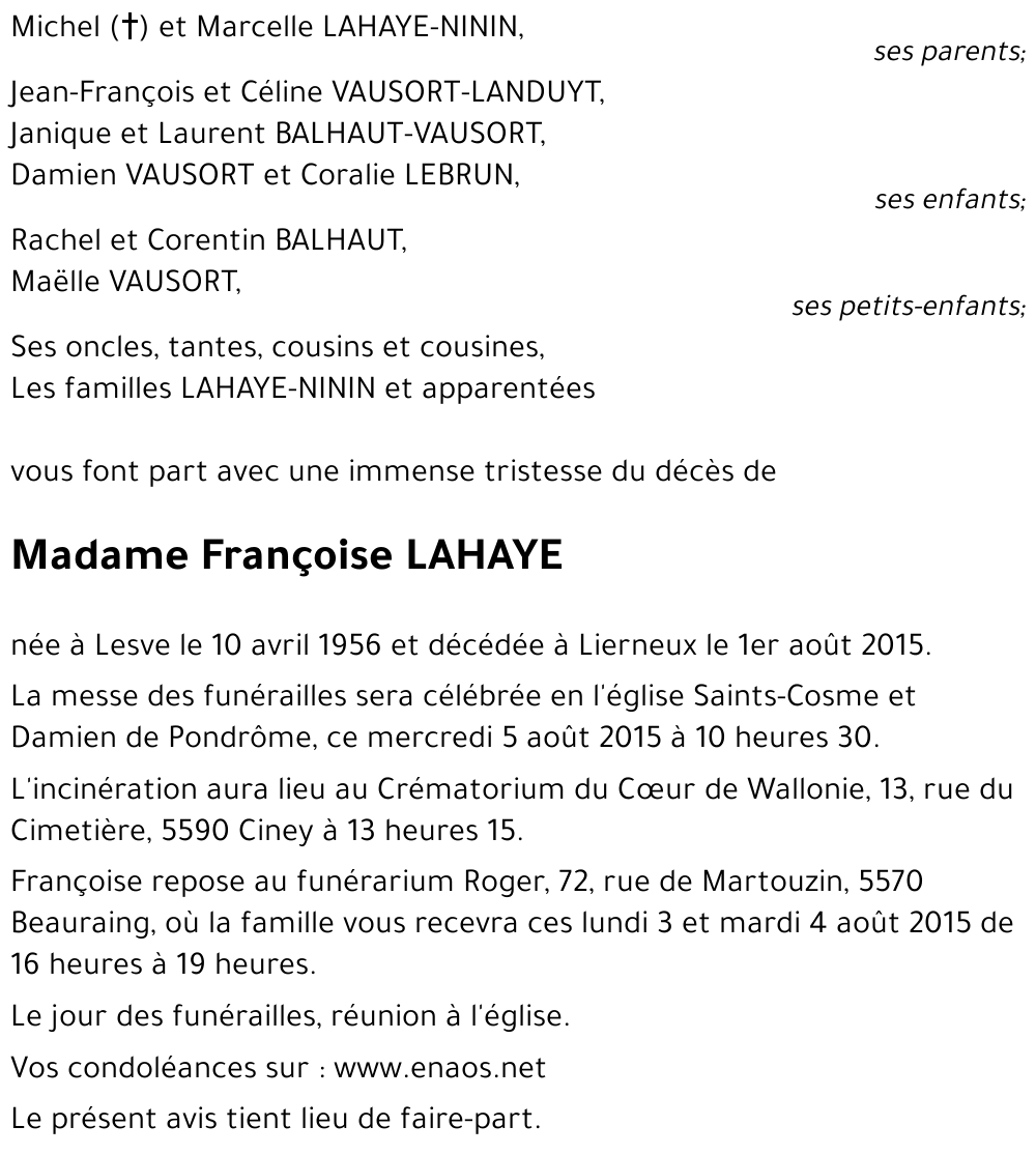 Françoise LAHAYE