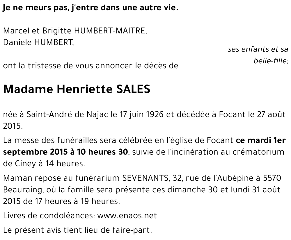 Henriette SALES