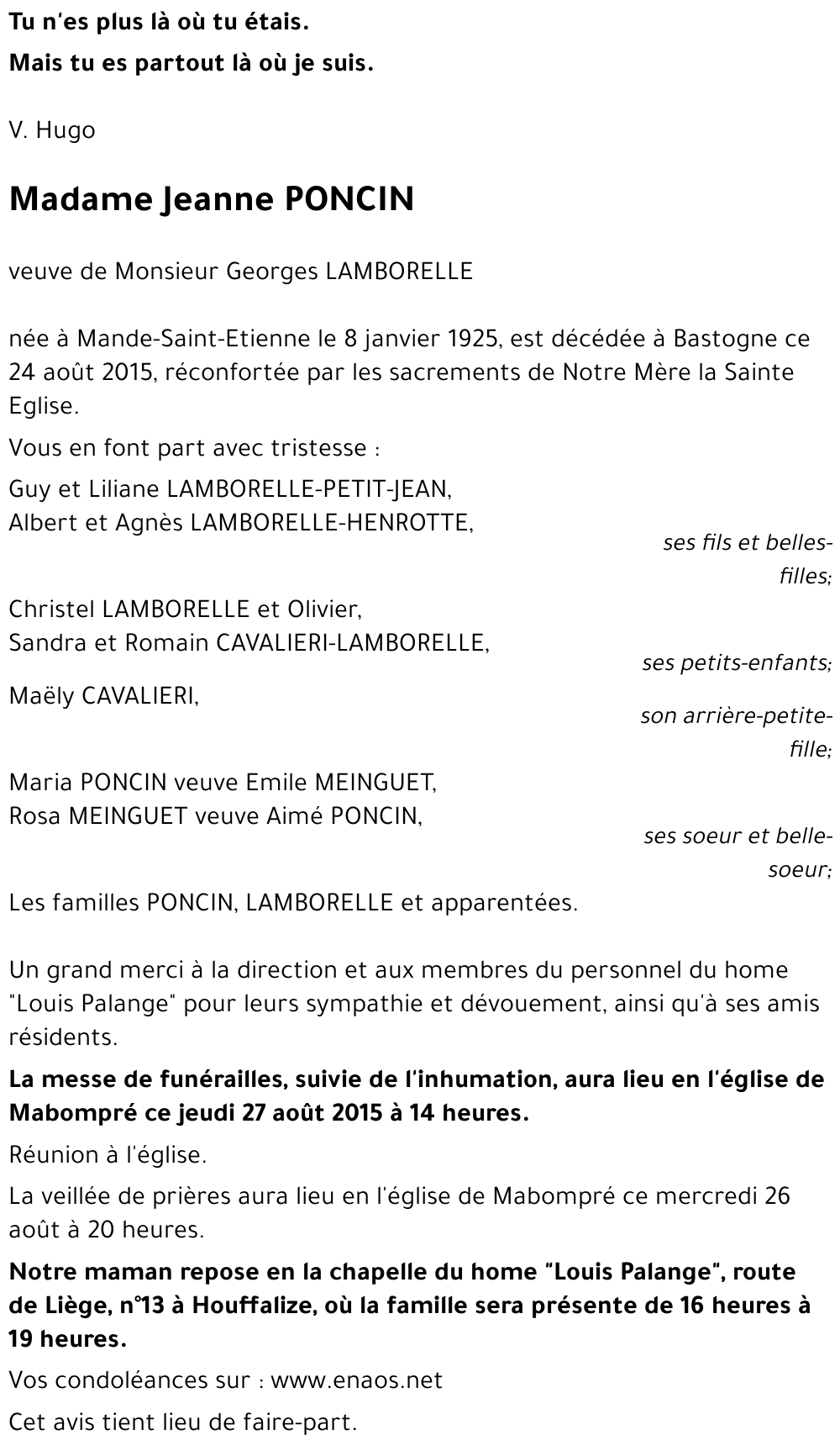 Jeanne PONCIN