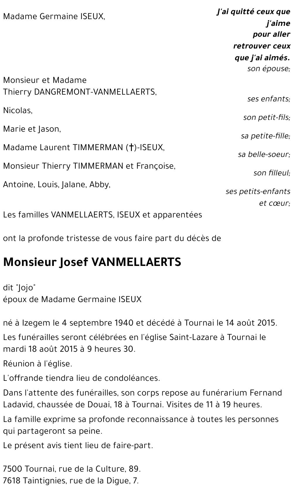 Josef VANMELLAERTS
