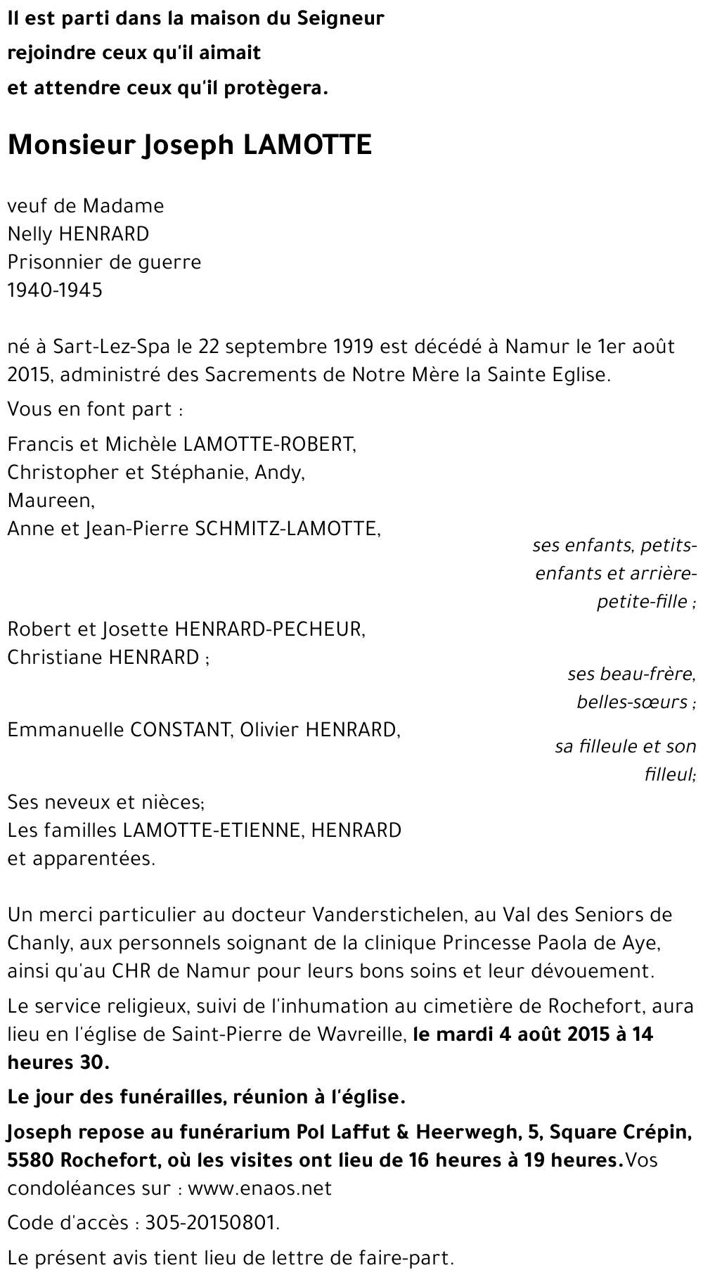 Joseph LAMOTTE
