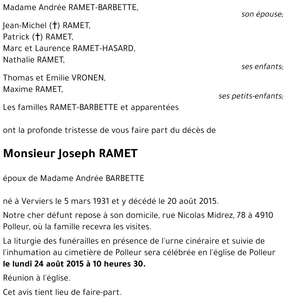 Joseph RAMET