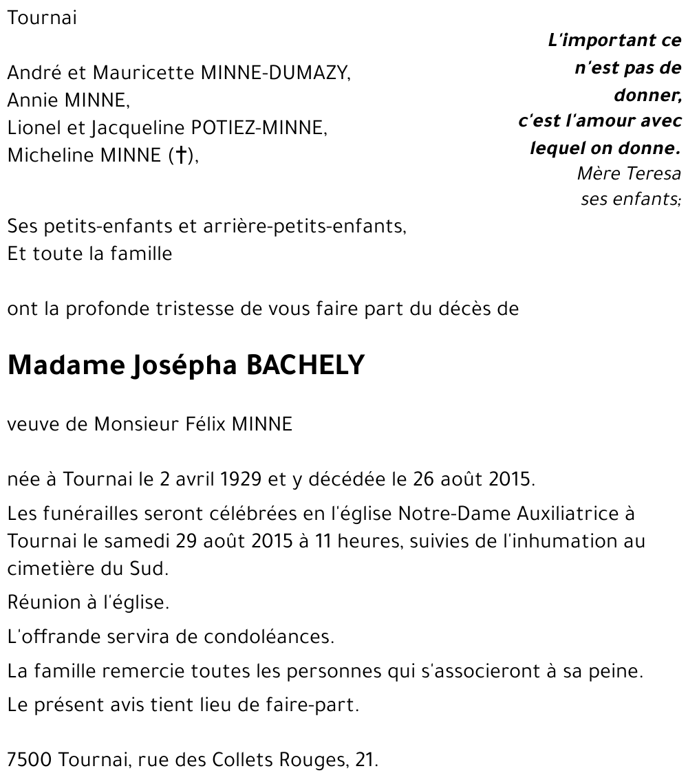 Josépha BACHELY