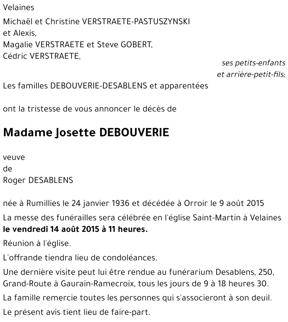 Josette DEBOUVERIE