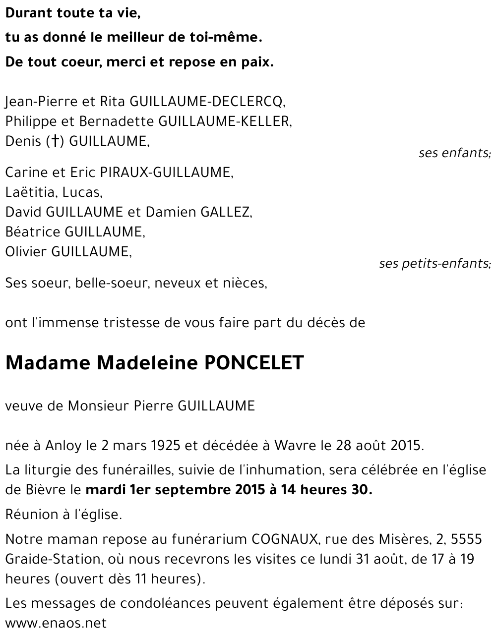 Madeleine PONCELET