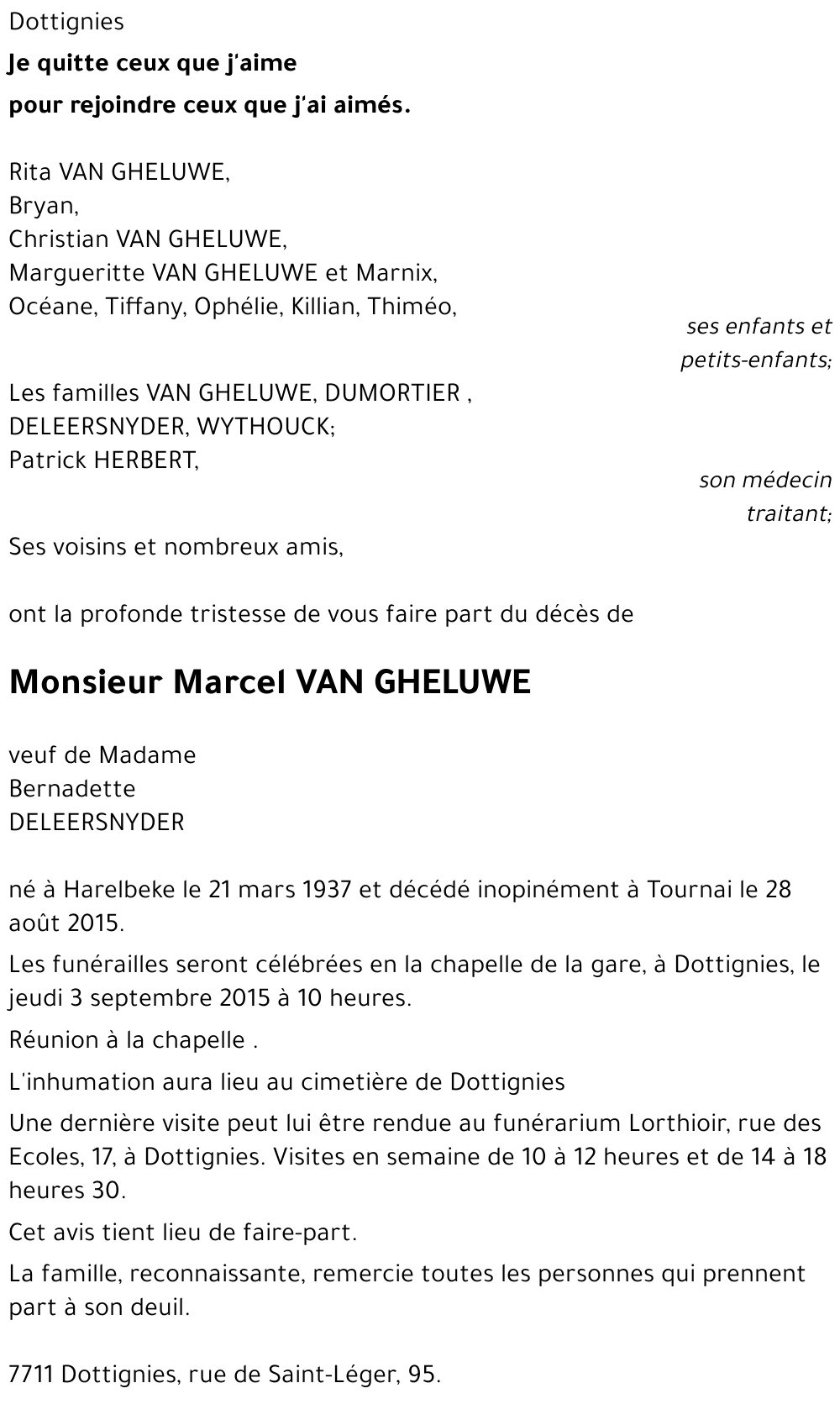 Marcel VAN GHELUWE