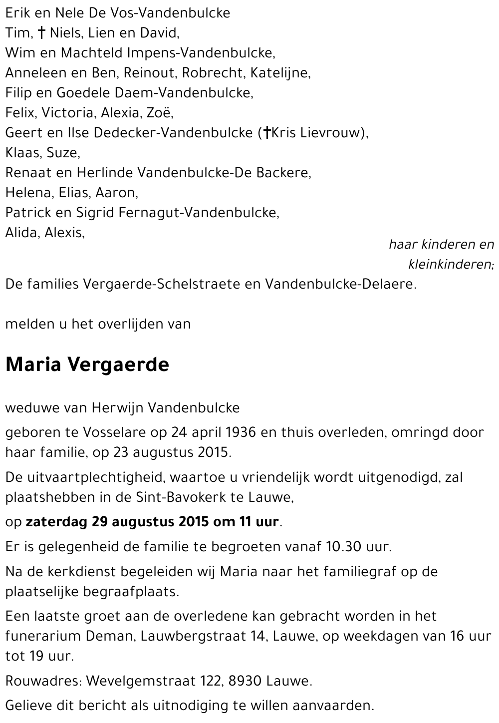 Maria Vergaerde