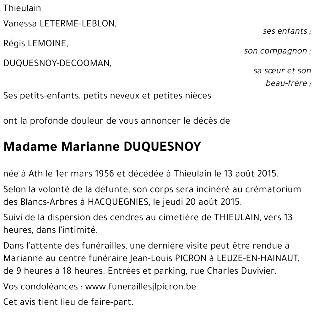 Marianne DUQUESNOY