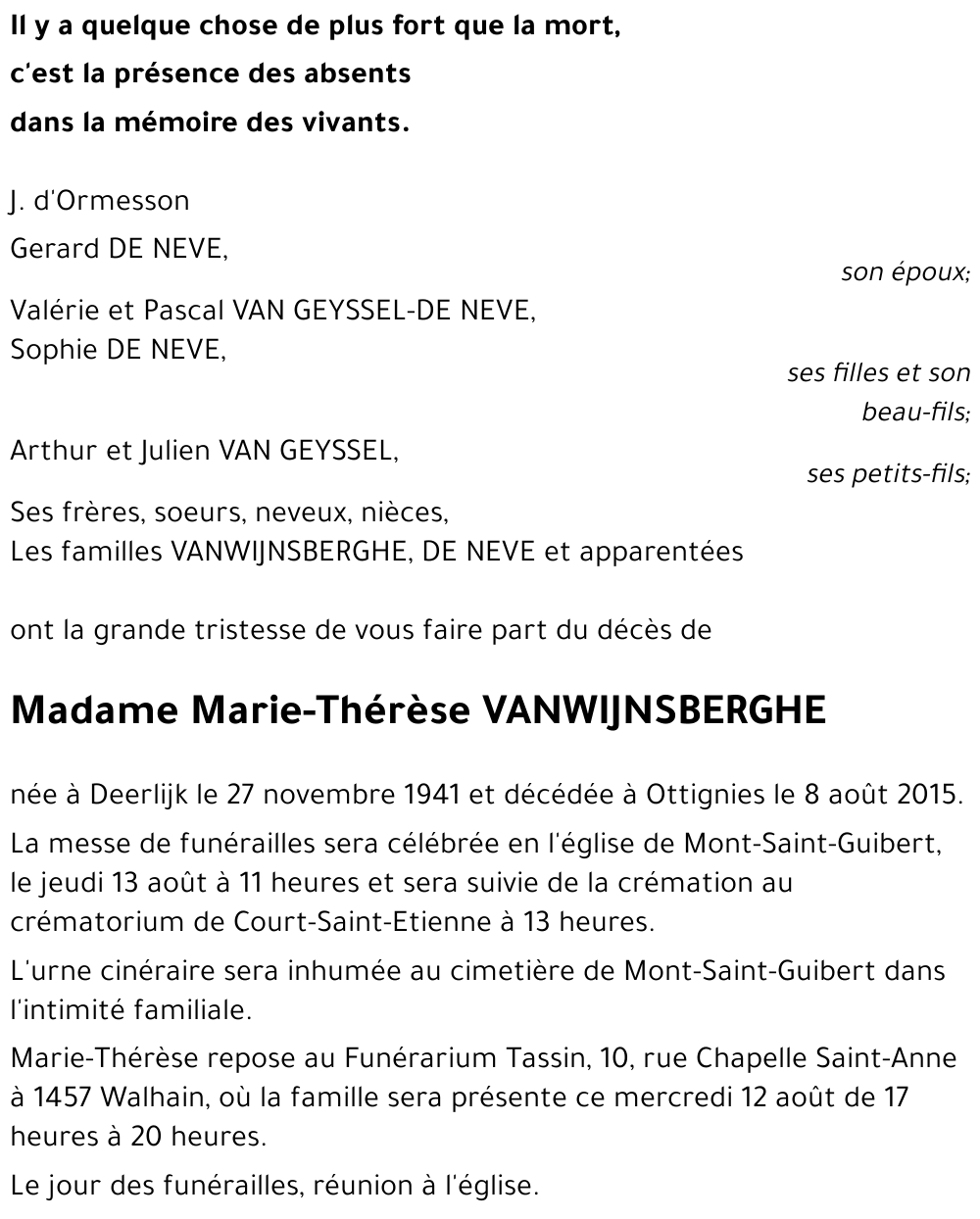 Marie-Thérèse VANWIJNSBERGHE