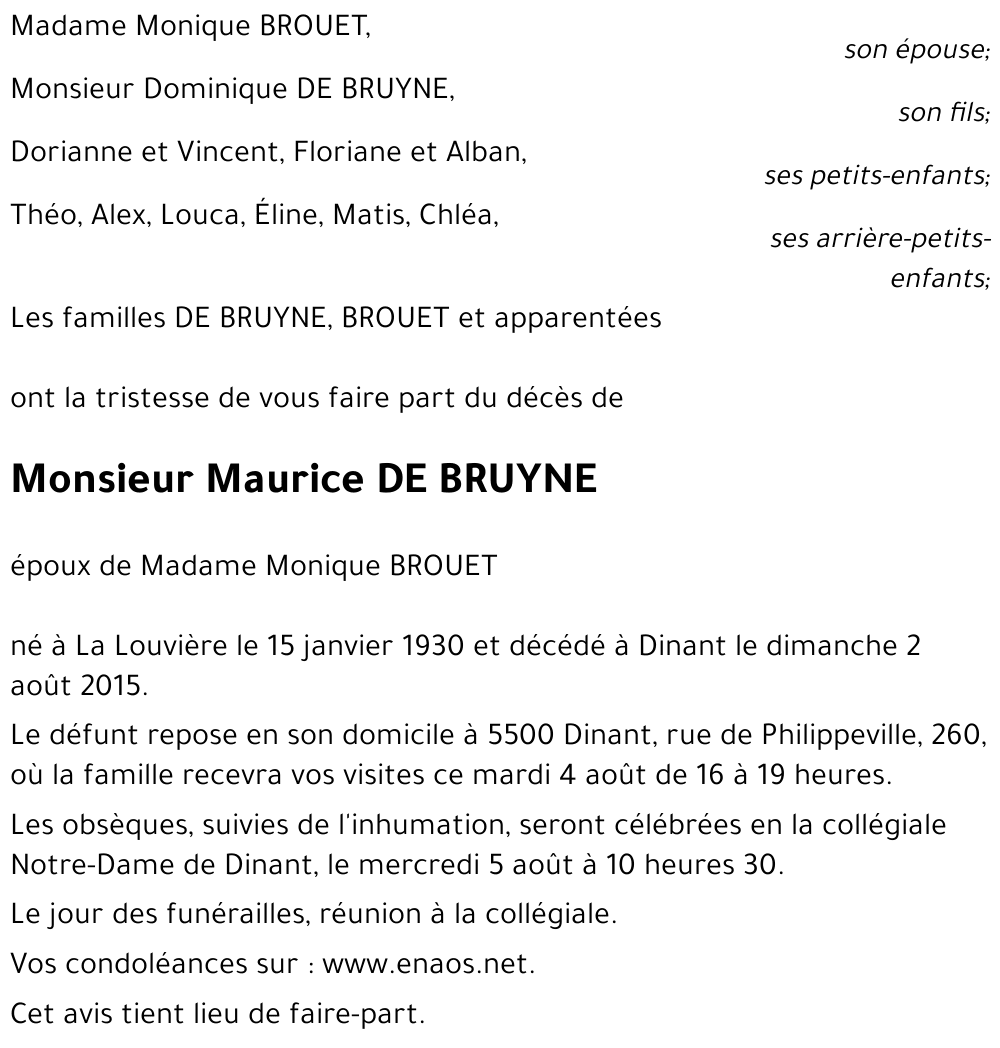 Maurice DE BRUYNE