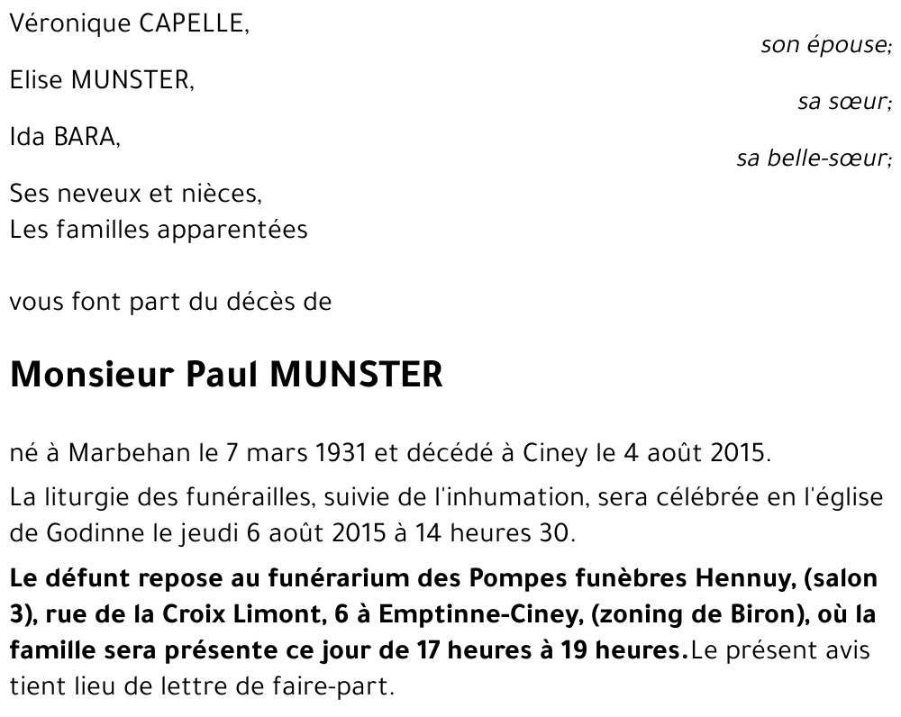 paul MUNSTER