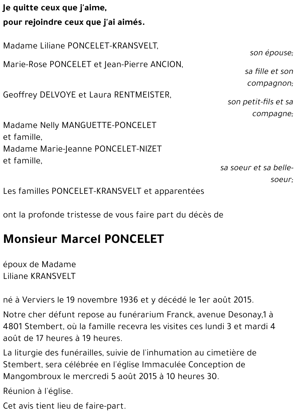 PONCELET Marcel