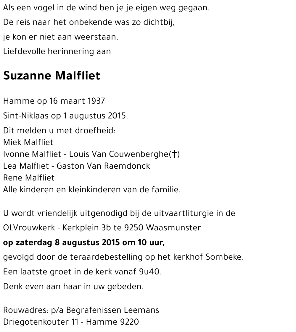 Suzanne MALFLIET