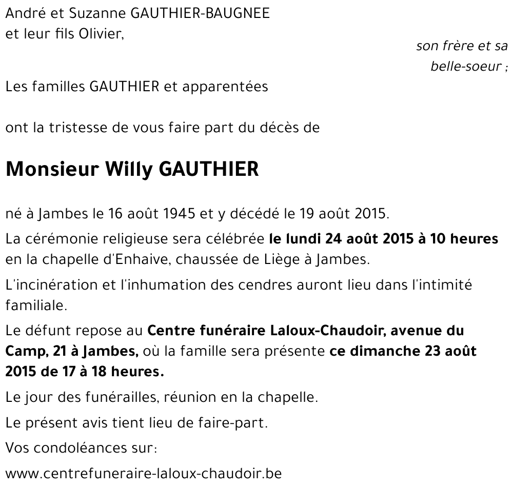 Willy GAUTHIER