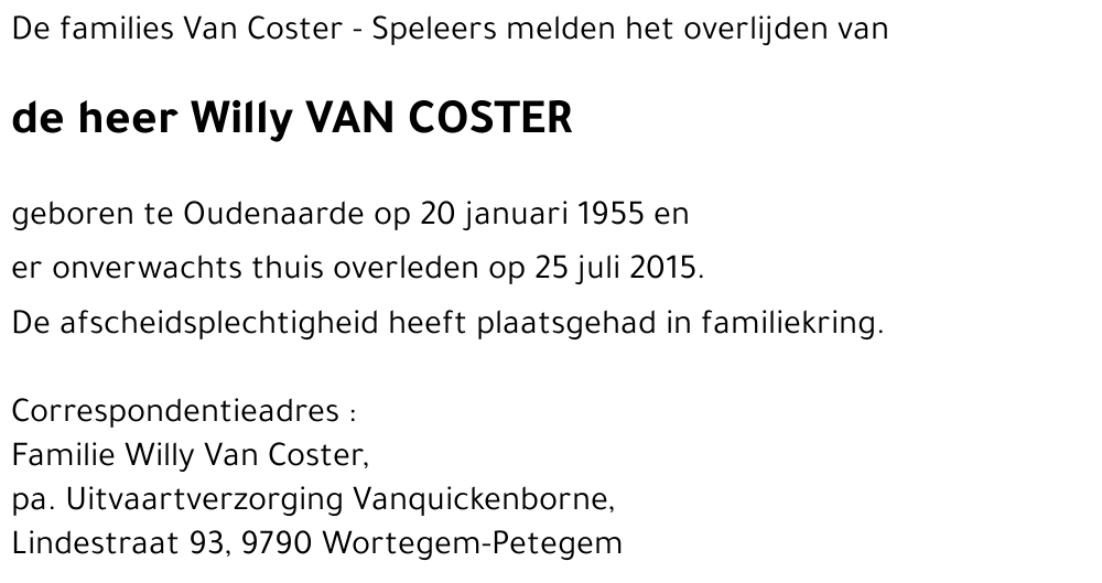 Willy VAN COSTER