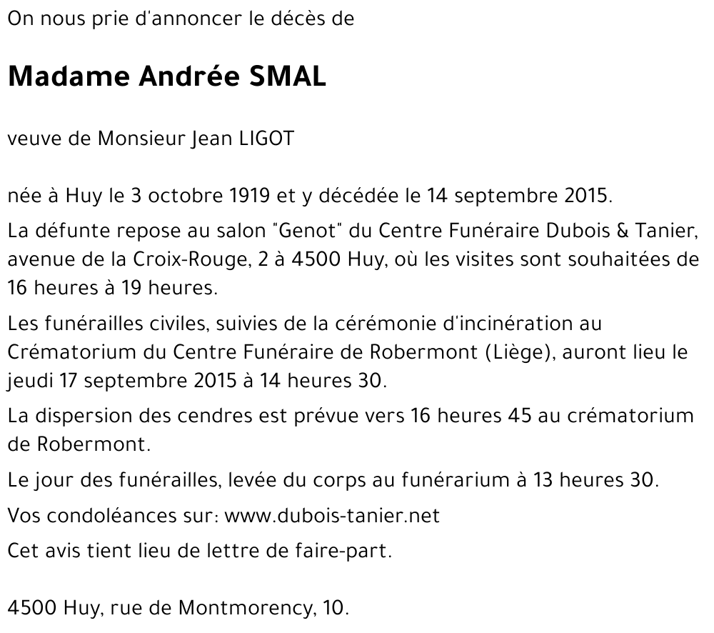 Andrée SMAL