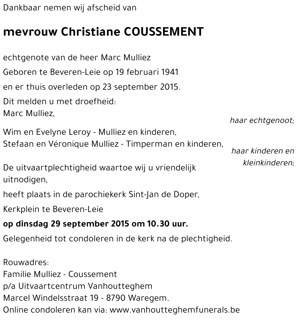 Christiane COUSSEMENT