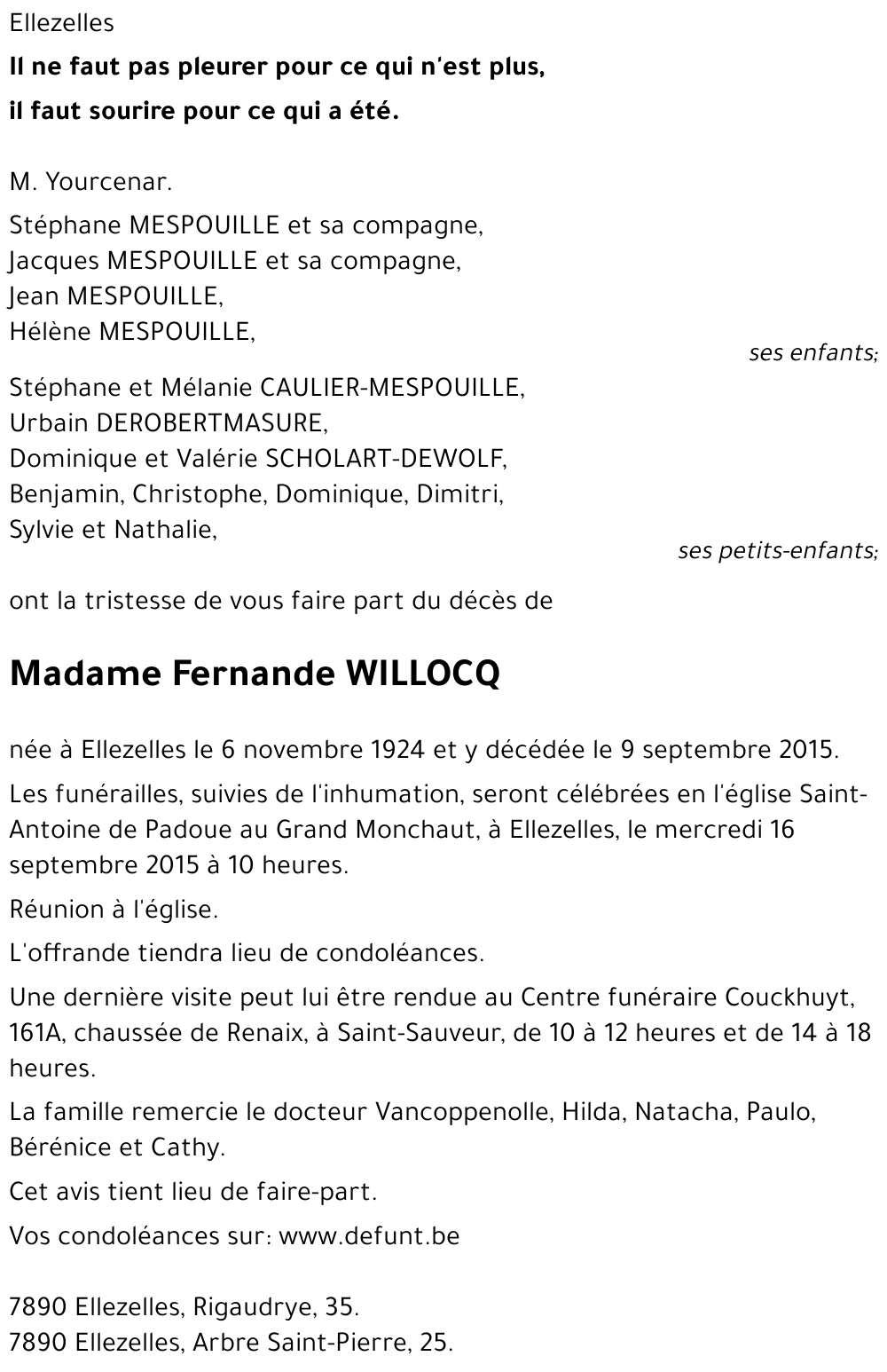 Fernande WILLOCQ