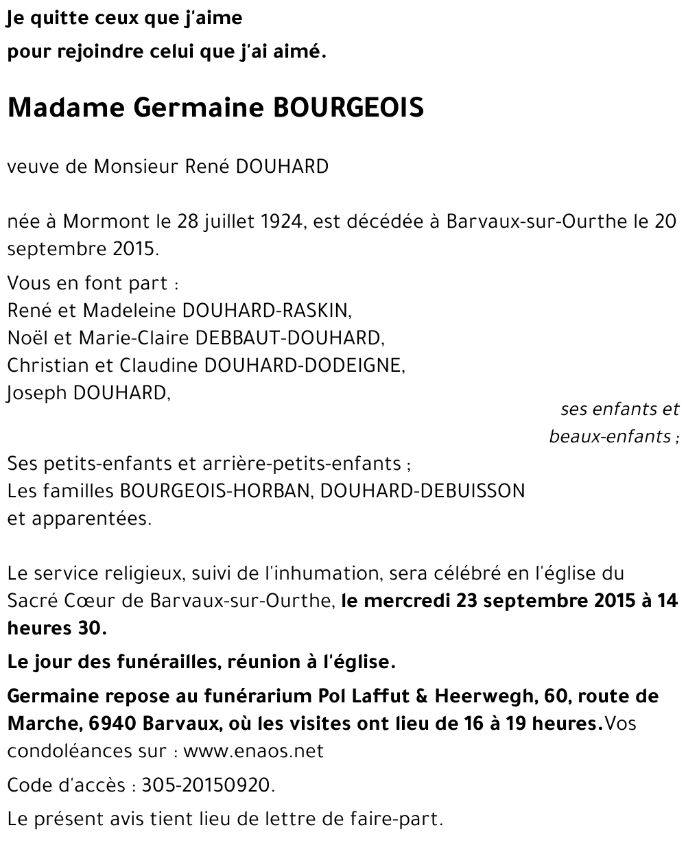 Germaine BOURGEOIS