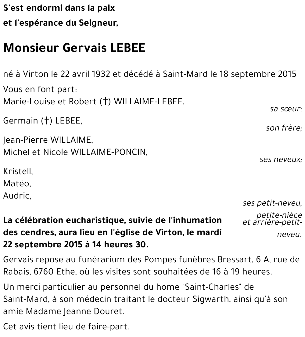 Gervais LEBEE 