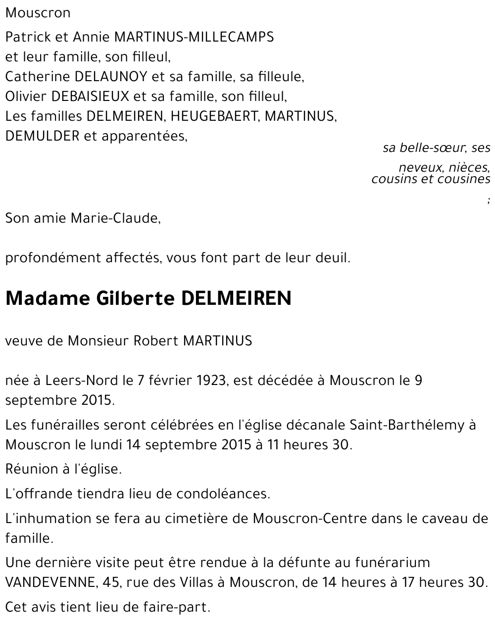 Gilberte DELMEIREN