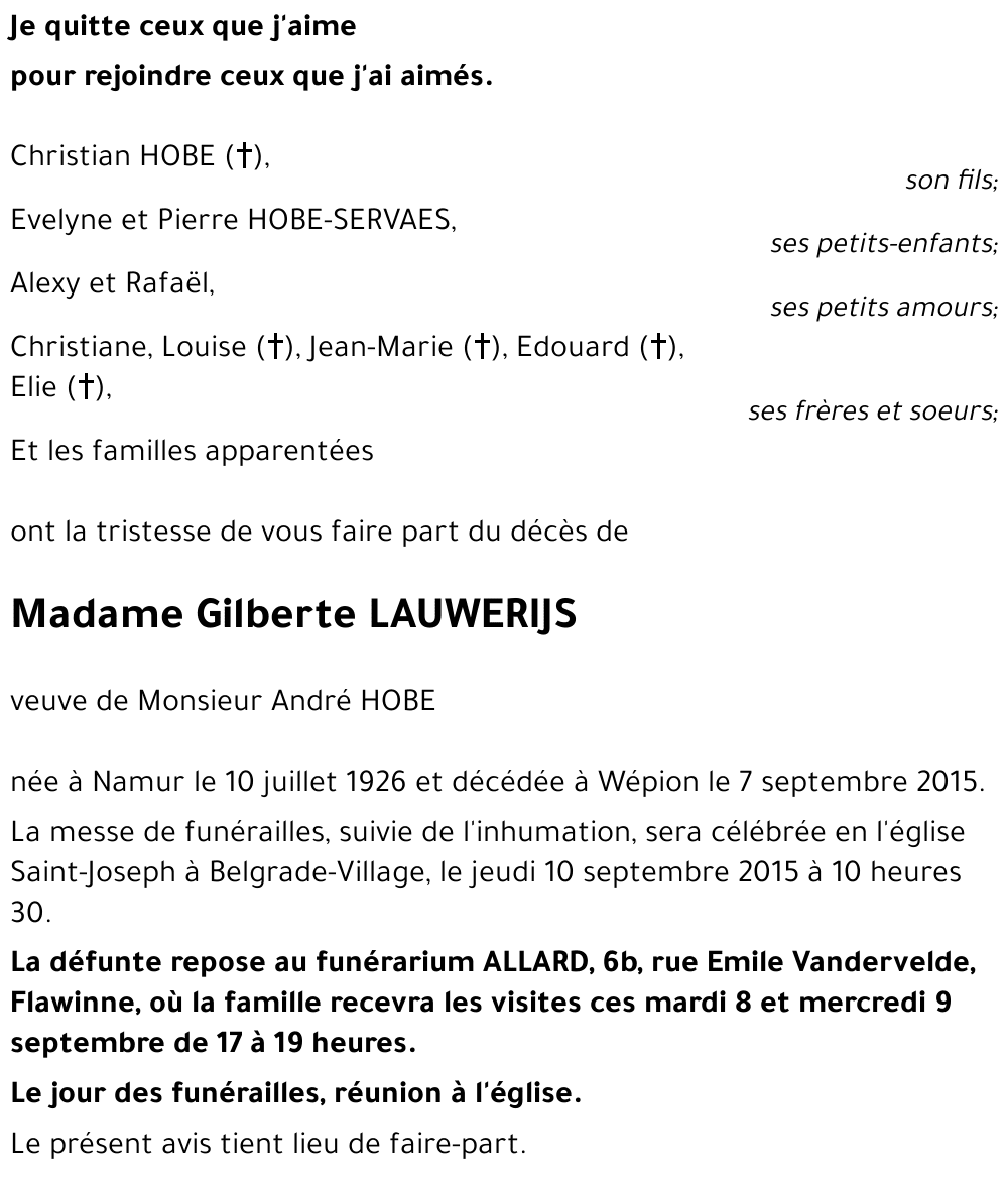 Gilberte LAUWERIJS