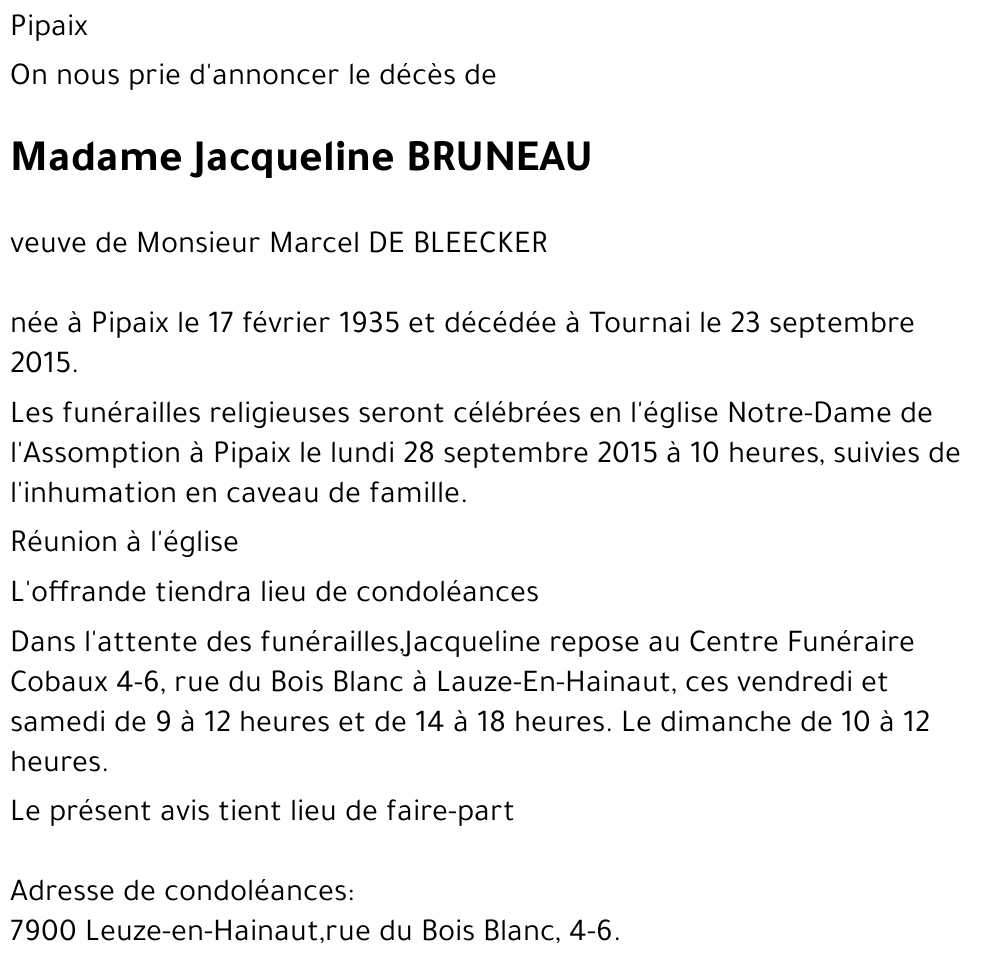Jacqueline Bruneau