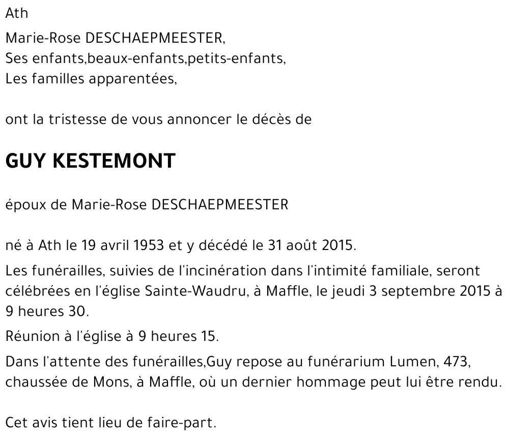 KESTEMONT GUY