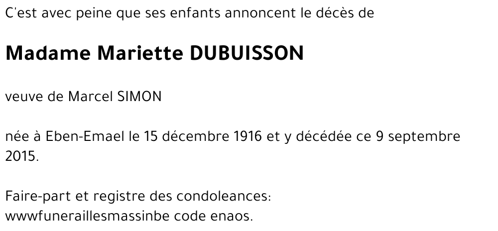 Mariette DUBUISSON
