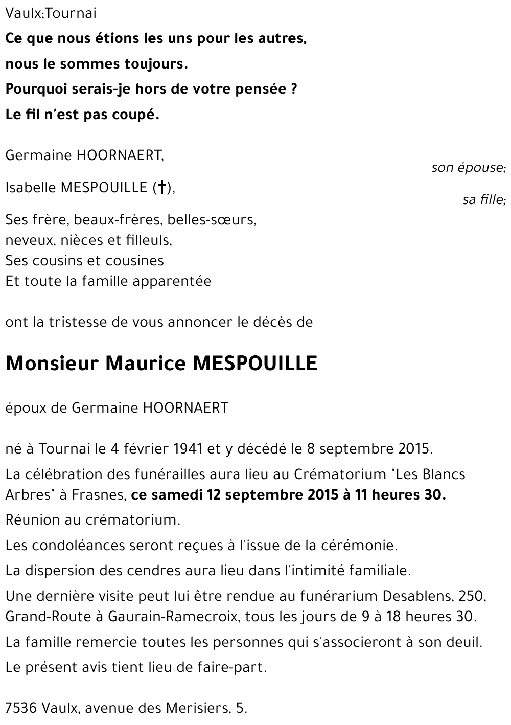 Maurice MESPOUILLE