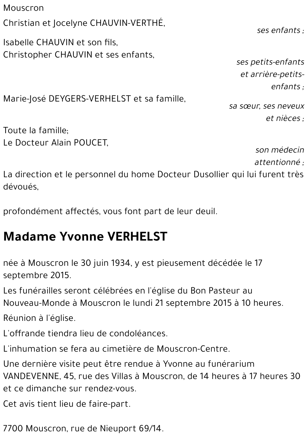 Yvonne VERHELST