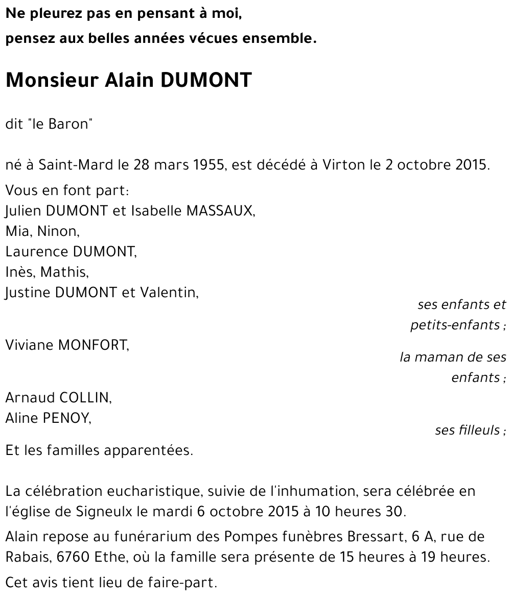 Alain DUMONT dit « le Baron » 