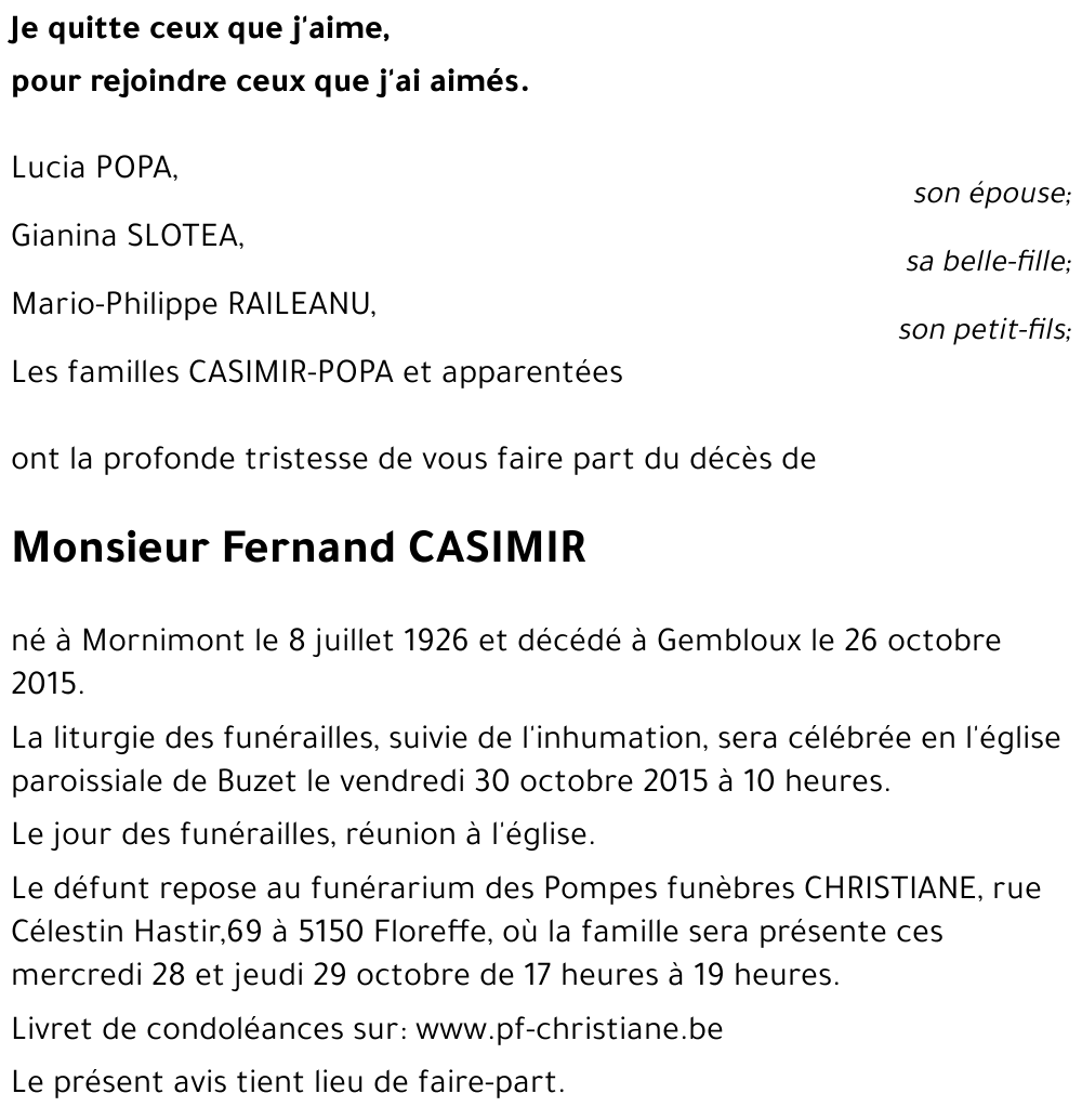 Fernand CASIMIR