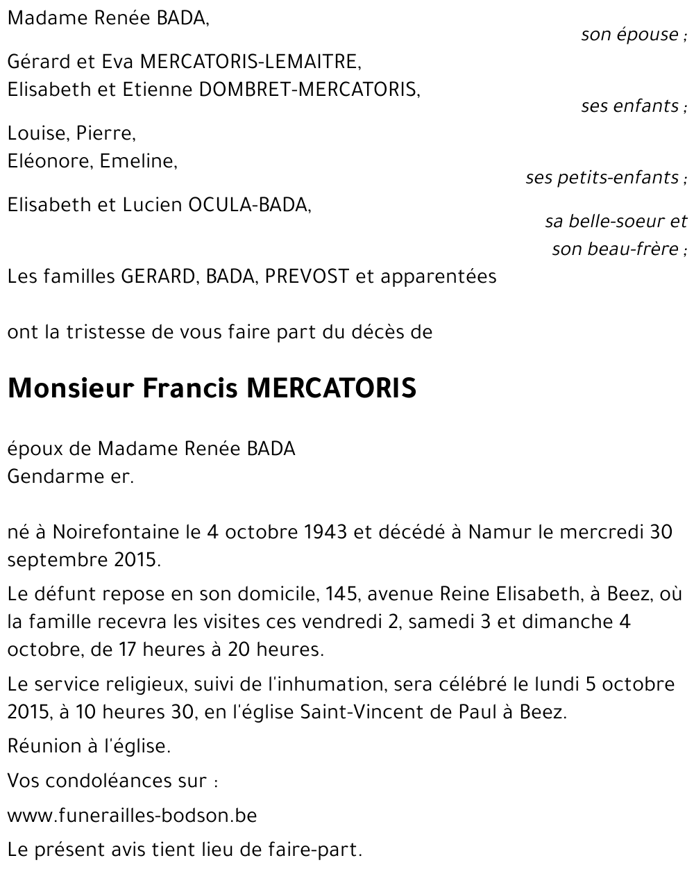 Francis MERCATORIS