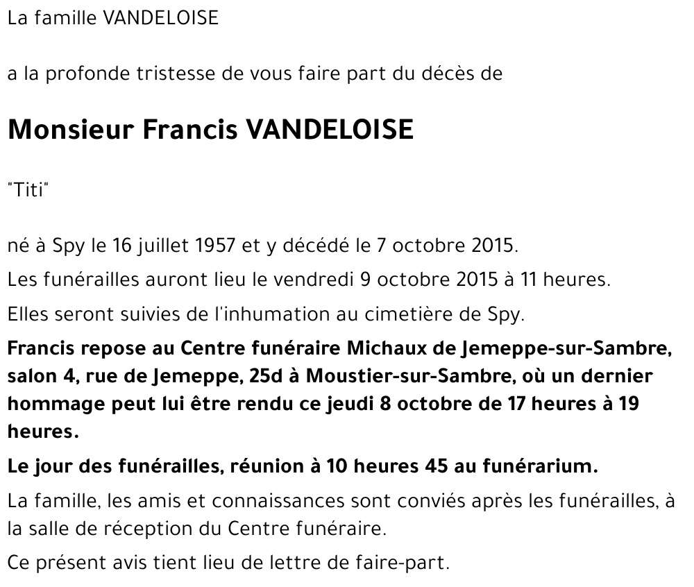 Francis VANDELOISE