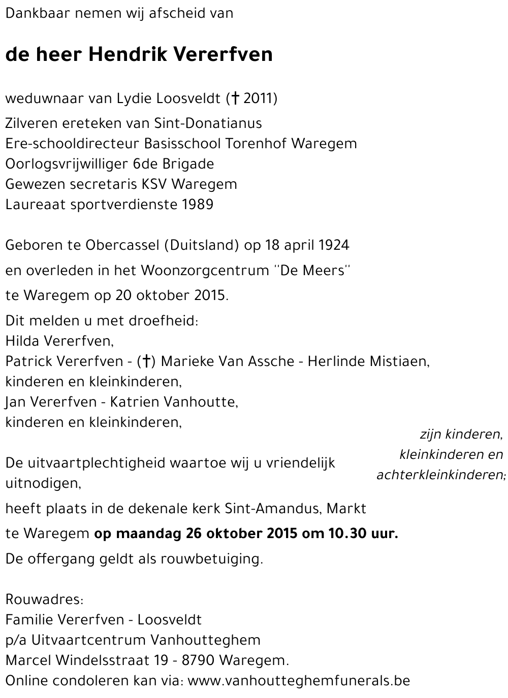 Hendrik VERERFVEN