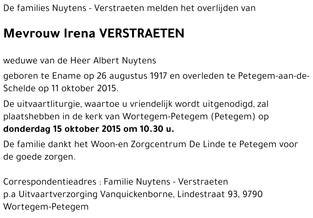 Irena VERSTRAETEN