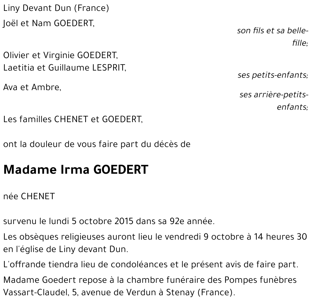 Irma GOEDERT