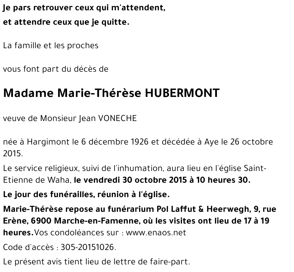 Marie-Thérèse HUBERMONT