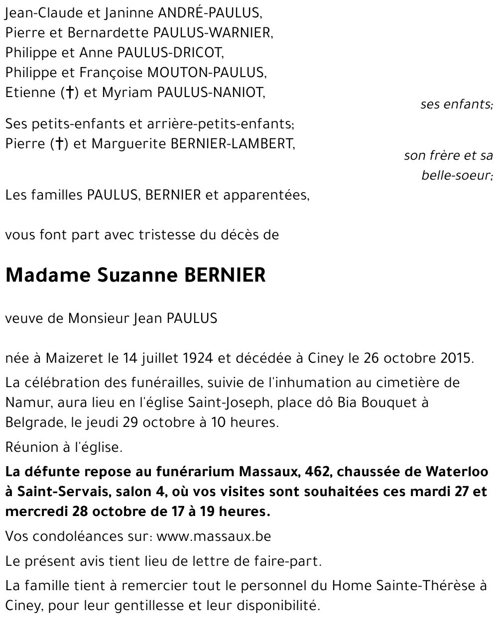 Suzanne BERNIER
