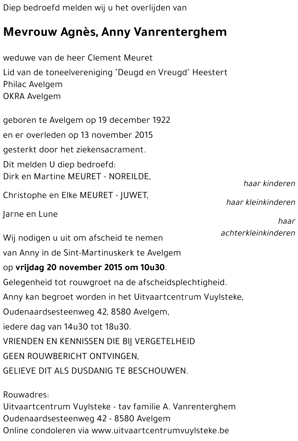 Agnès, Anny Vanrenterghem