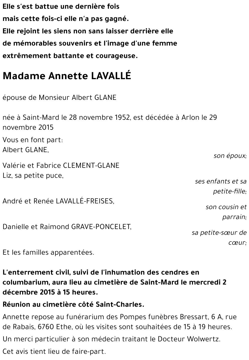 Annette LAVALLÉ 