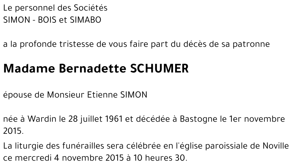 Bernadette SCHUMER