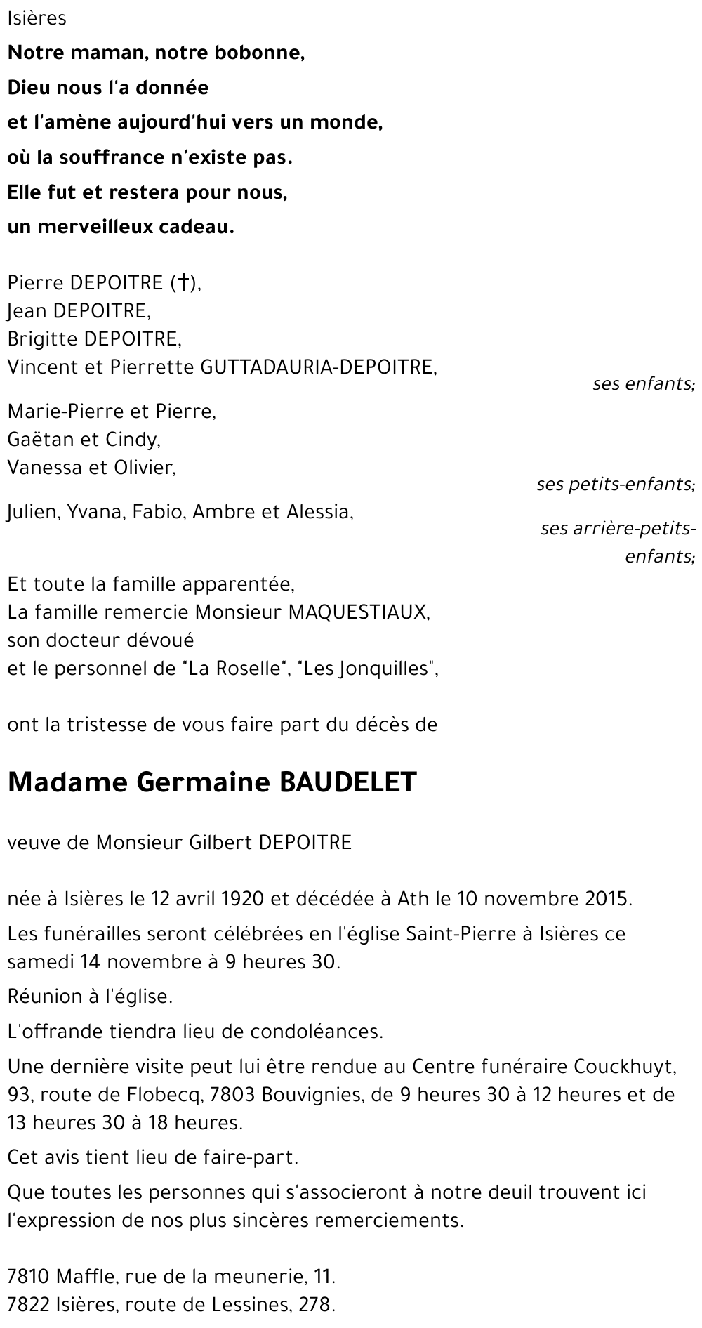 Germaine BAUDELET